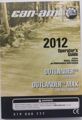 Can-Am Bedienungsanleitung DIN A5 Englisch Outlander 500/650/800 2012